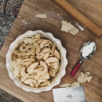 Apple Pie Filling in a homemade pie crust.